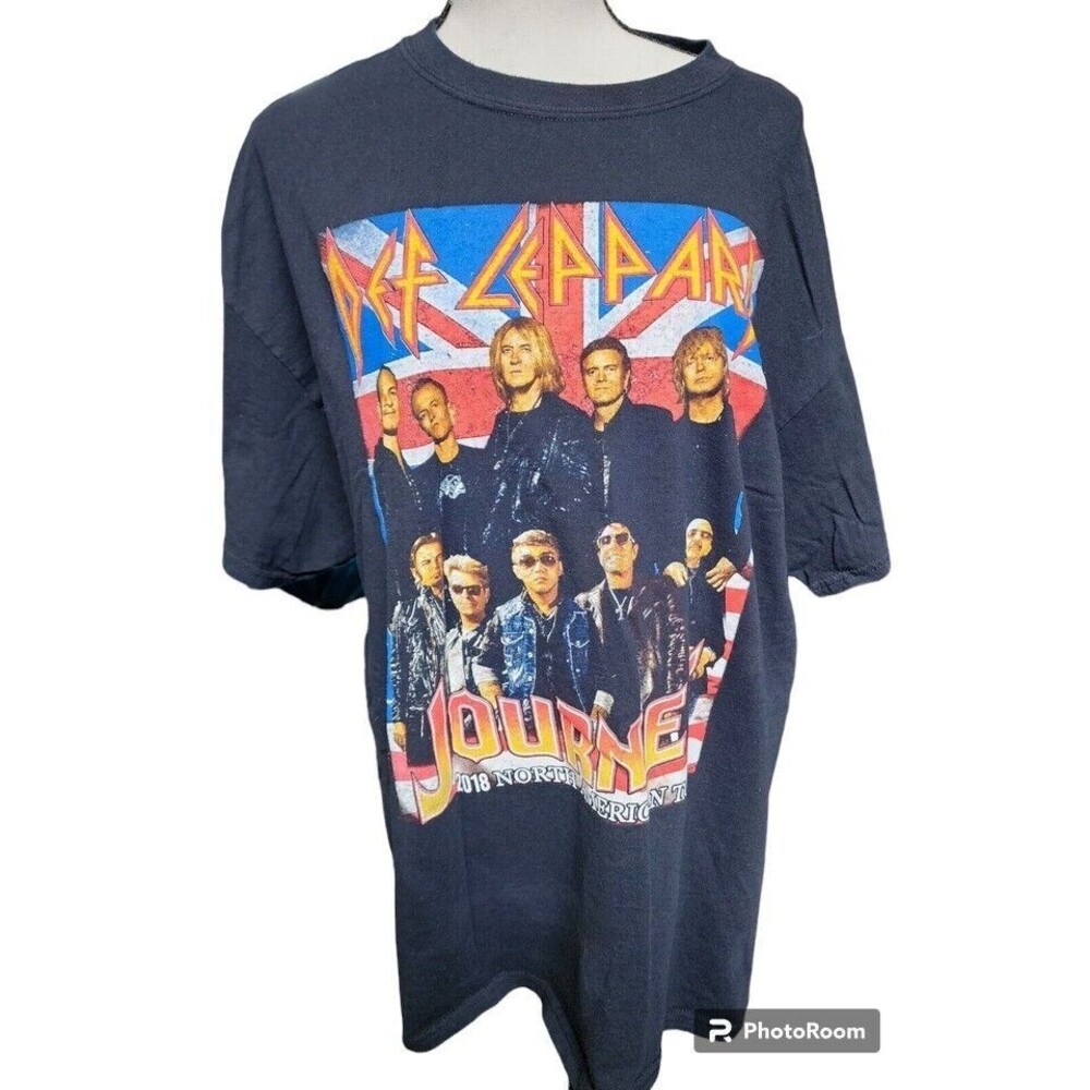 Def Leppard Journey Band T-Shirt 2018 Size 2X 2 Sides Black Rock Tour